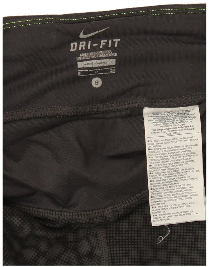 Nike Legging Capri Dri Fit pour femme UK 8 Small Noir Géométrique Polyester