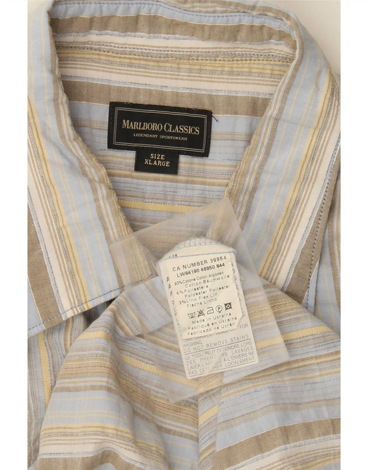 Marlboro Classics Chemise Homme XL Bleu Rayé Coton