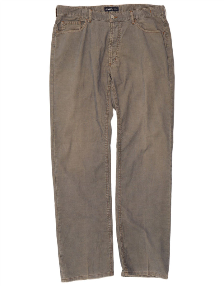 Cerruti Pantalon droit en velours côtelé pour homme W38 L34 Bleu Polyester