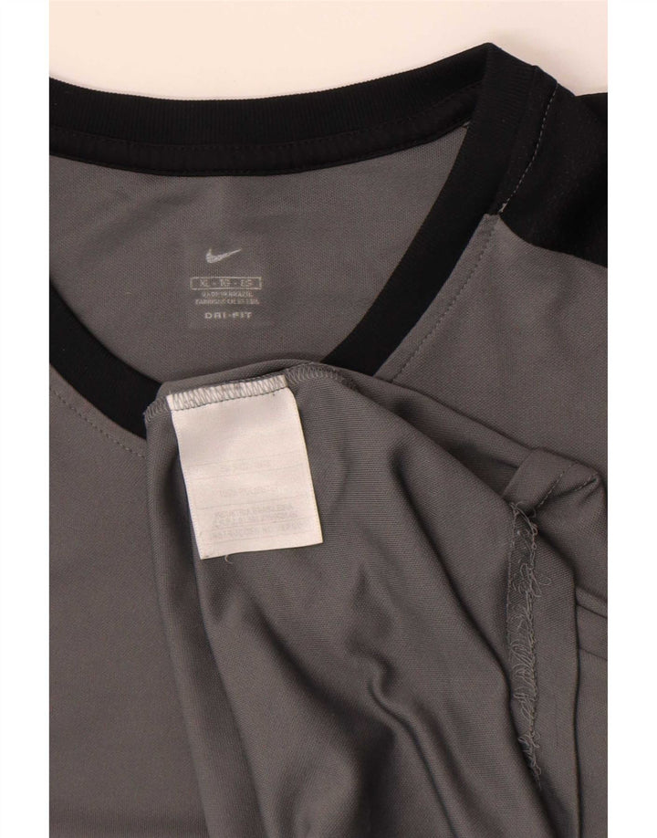 Nike Hommes Dri Fit T-Shirt Haut XL Gris Colorblock Polyester