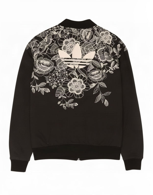 Adidas Veste de survêtement graphique pour femme UK 10 Petit Noir Floral