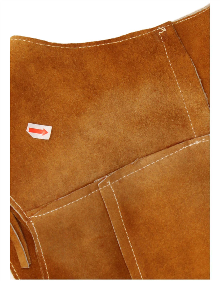 VINTAGE Gilet en daim femme UK 10 Petit Marron