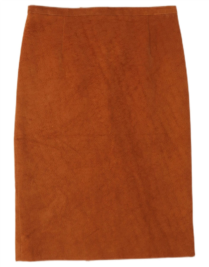 jupe droite en daim vintage femme W30 brun moyen