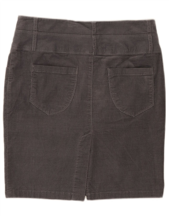 Benetton Femme Mini Jupe En Velours Côtelé IT 42 Moyen W30 Gris Coton