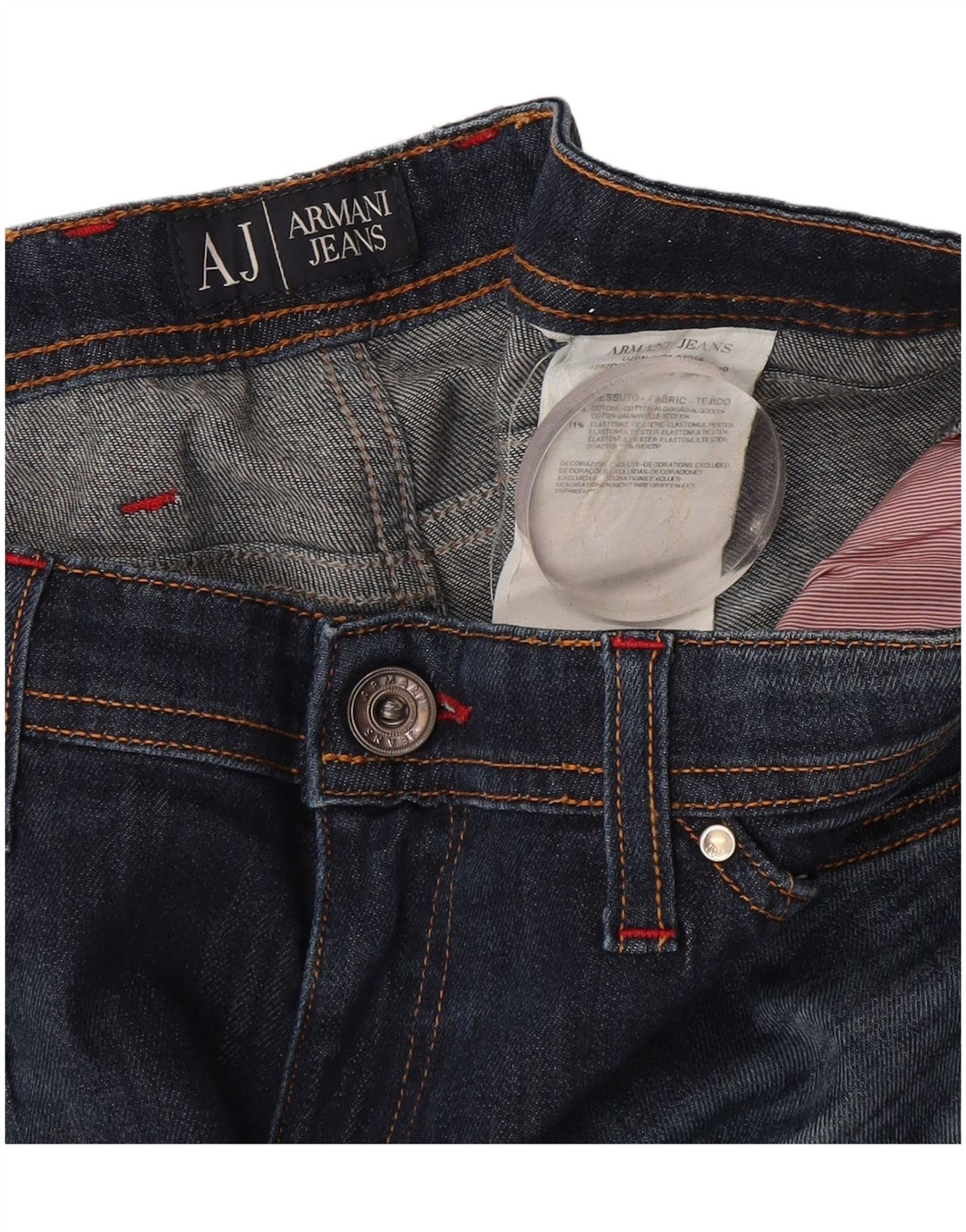 Armani Femme Jean Droit W30 L29 Bleu Marine Coton
