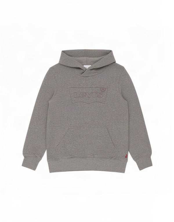 Levi's Boys Graphic Hoodie Jumper 11-12 Years Grey Flecked Cotton
