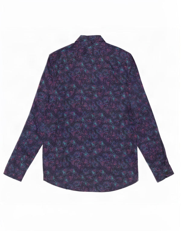 Ted Baker Mens Shirt Size 4 Large Navy Blue Floral Cotton