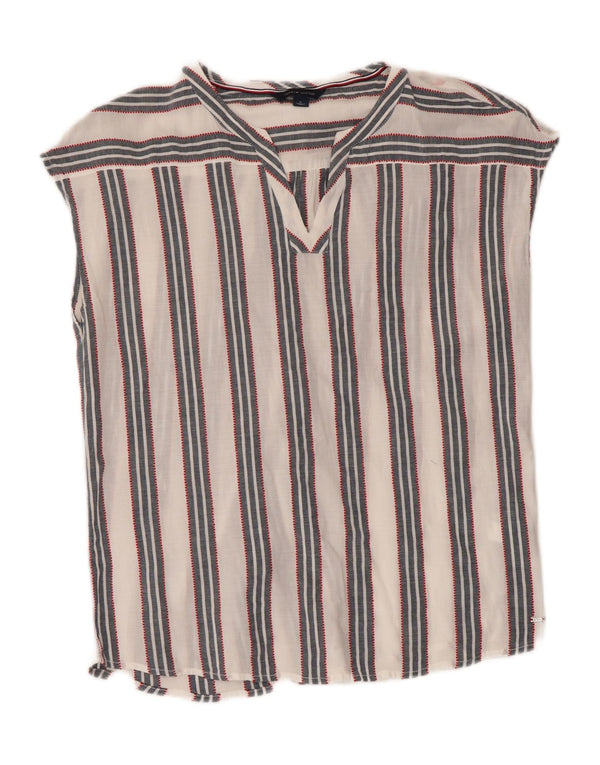 Tommy Hilfiger Chemisier sans manches pour femme UK 44 Medium Blanc rayé