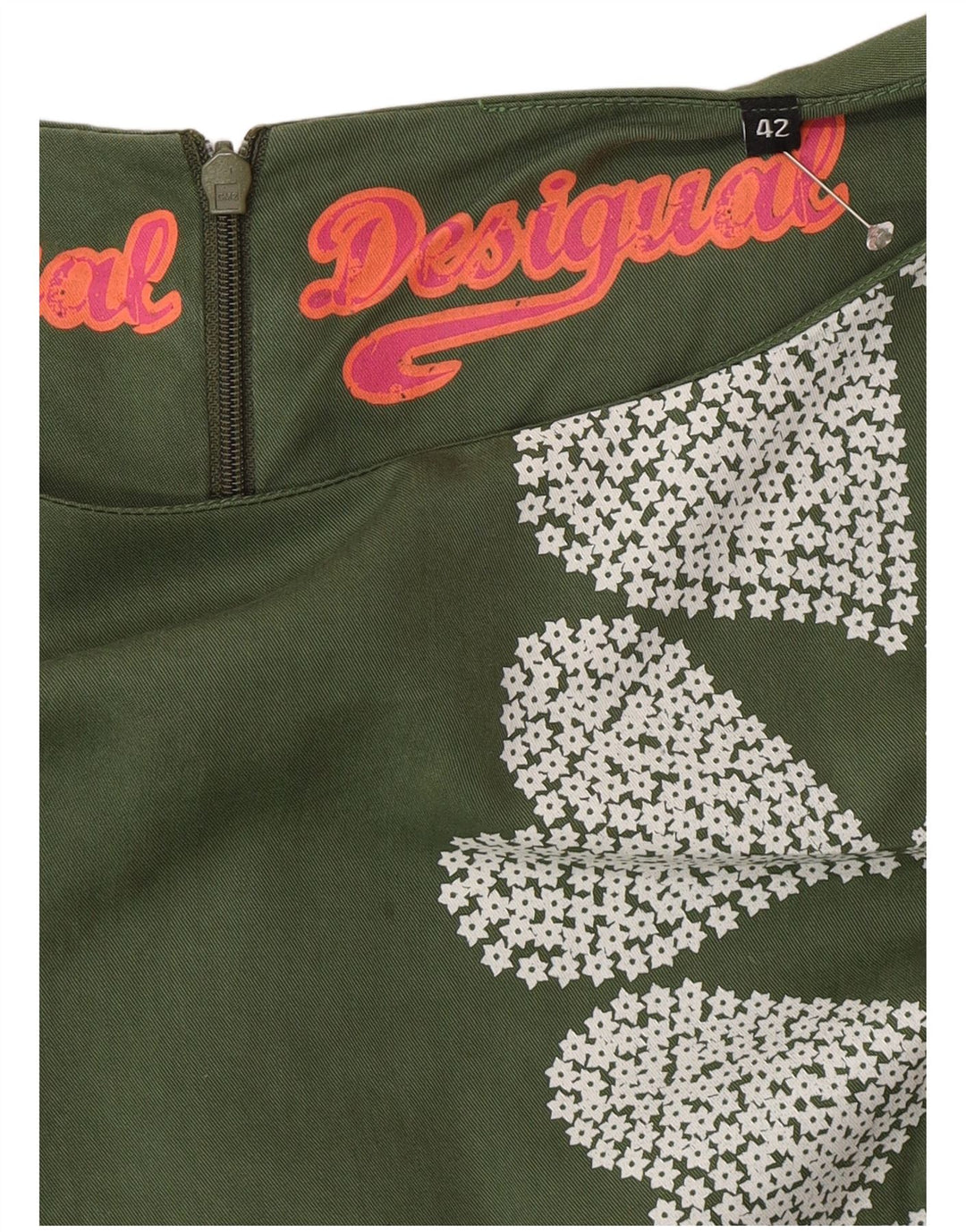 Desigual Robe fourreau graphique pour femme EU 42 Coeur floral vert moyen