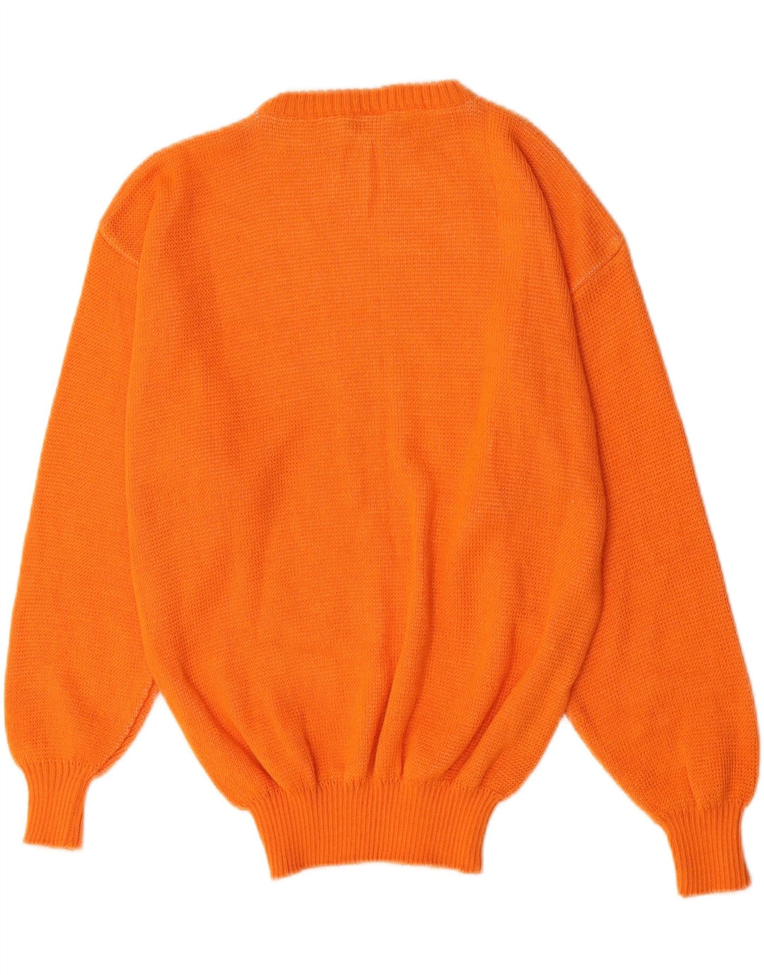 vintage Womens Graphic Crew Neck Jumper Pull UK 12 Acrylique Orange Moyen