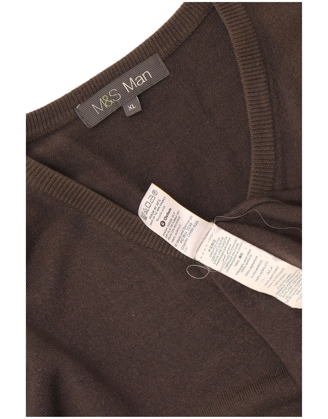 MARKS & SPENCER Pull col V Homme XL Gris Acrylique