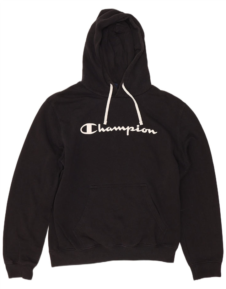 CHAMPION Pull à capuche graphique pour hommes, grand coton noir