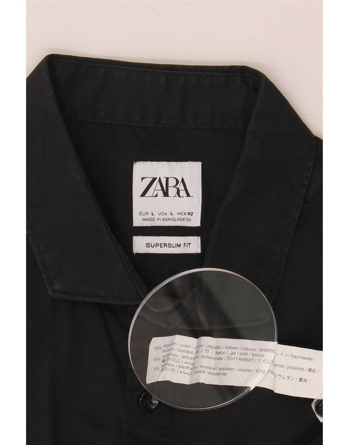 Zara Chemise Super Slim Fit Grand Coton Noir Homme