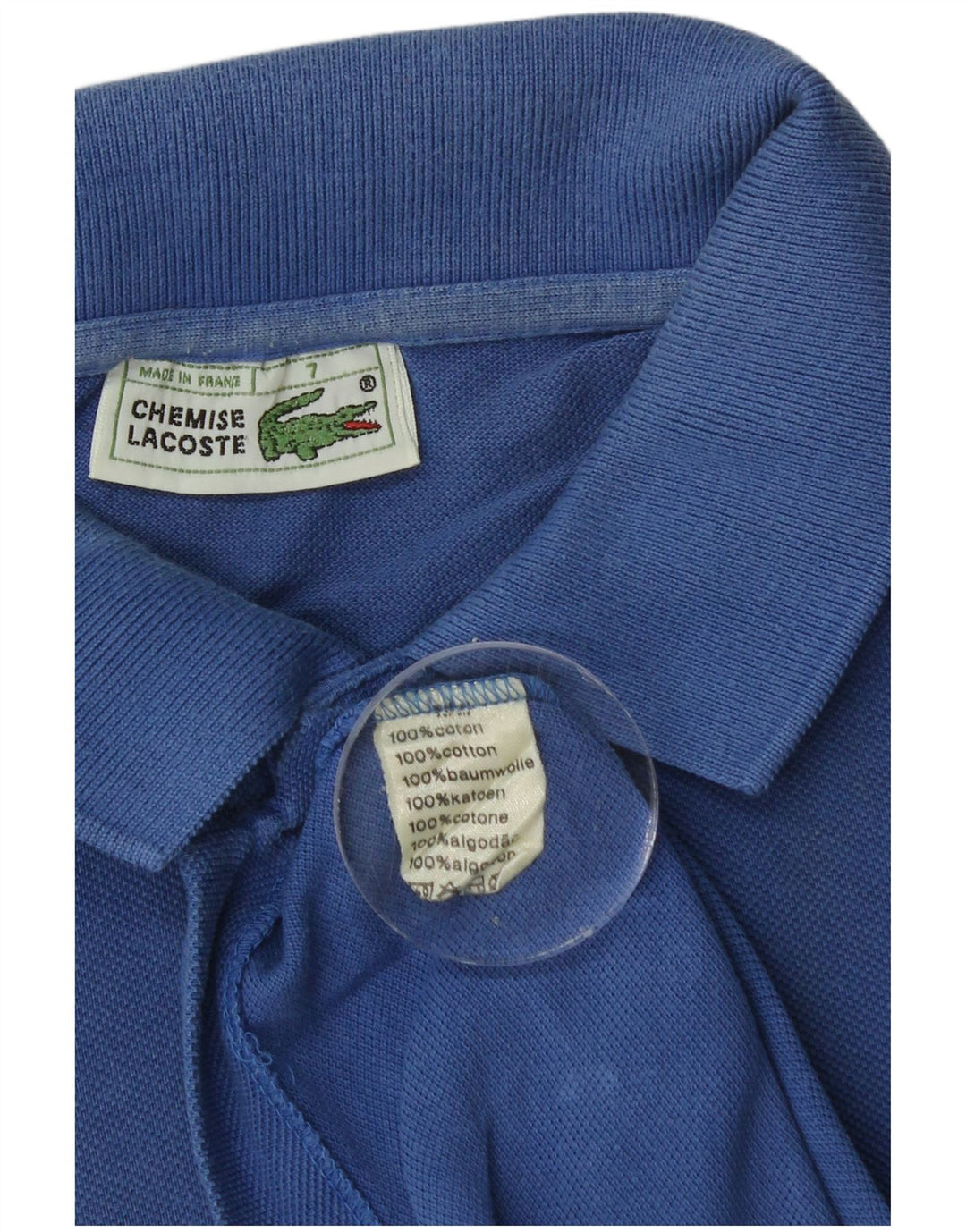 LACOSTE Polo Homme Taille 7 2XL Bleu Coton