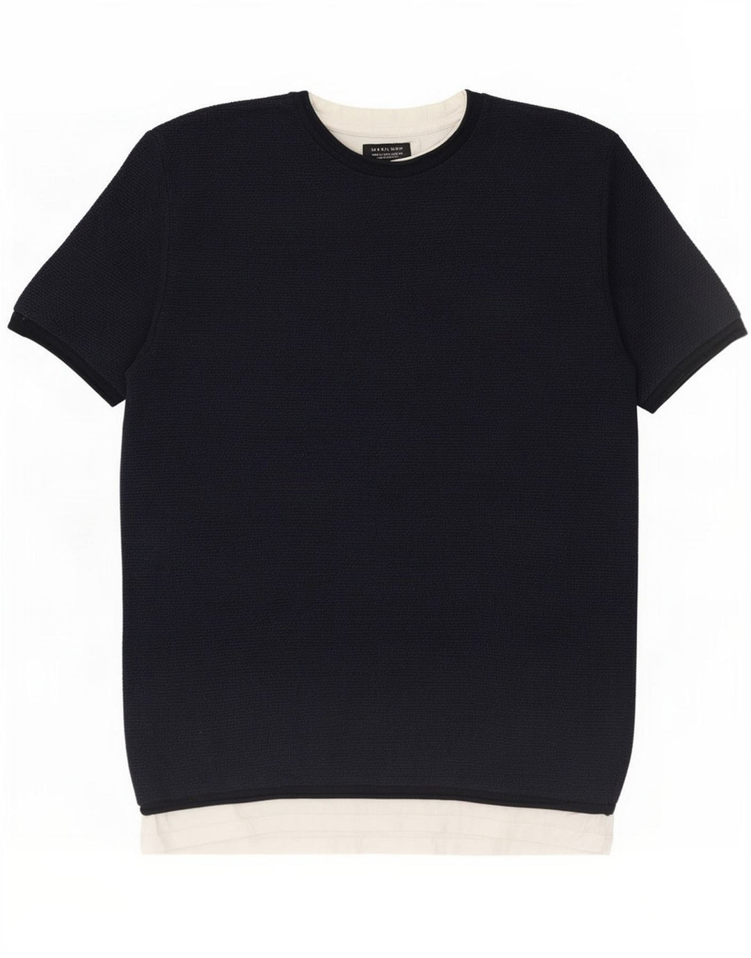 Zara T-Shirt Homme Top Large Bleu Marine Colourblock