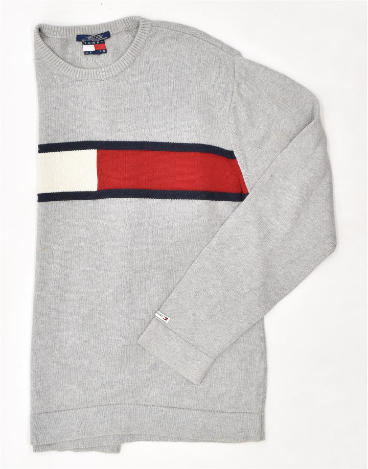TOMMY HILFIGER Sweat-shirt graphique pour homme Large Gris Coton