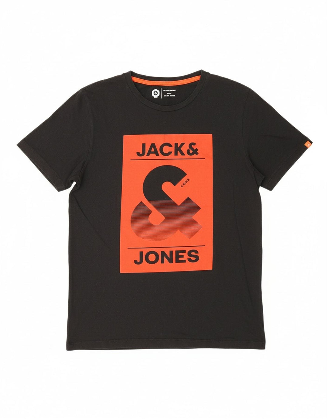 JACK & JONES Mens Graphic T-Shirt Top Medium Black Cotton