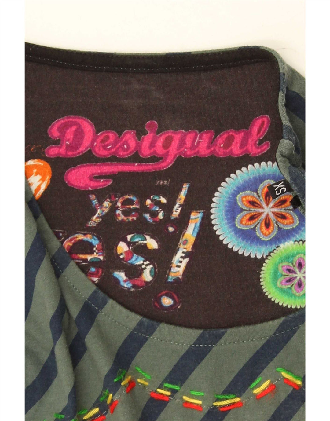 Desigual Tunique à manches longues pour femme UK 6 XS Patchwork multicolore