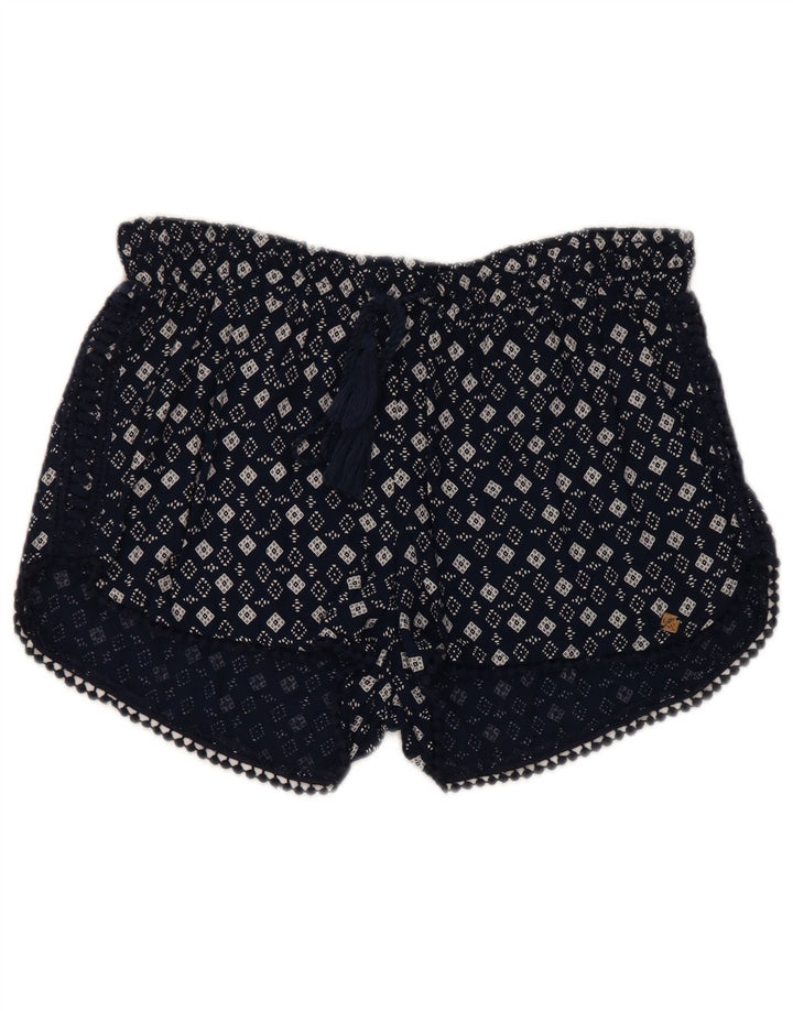 Superdry Femme Hot Pants Large W32 Bleu Marine Géométrique Viscose