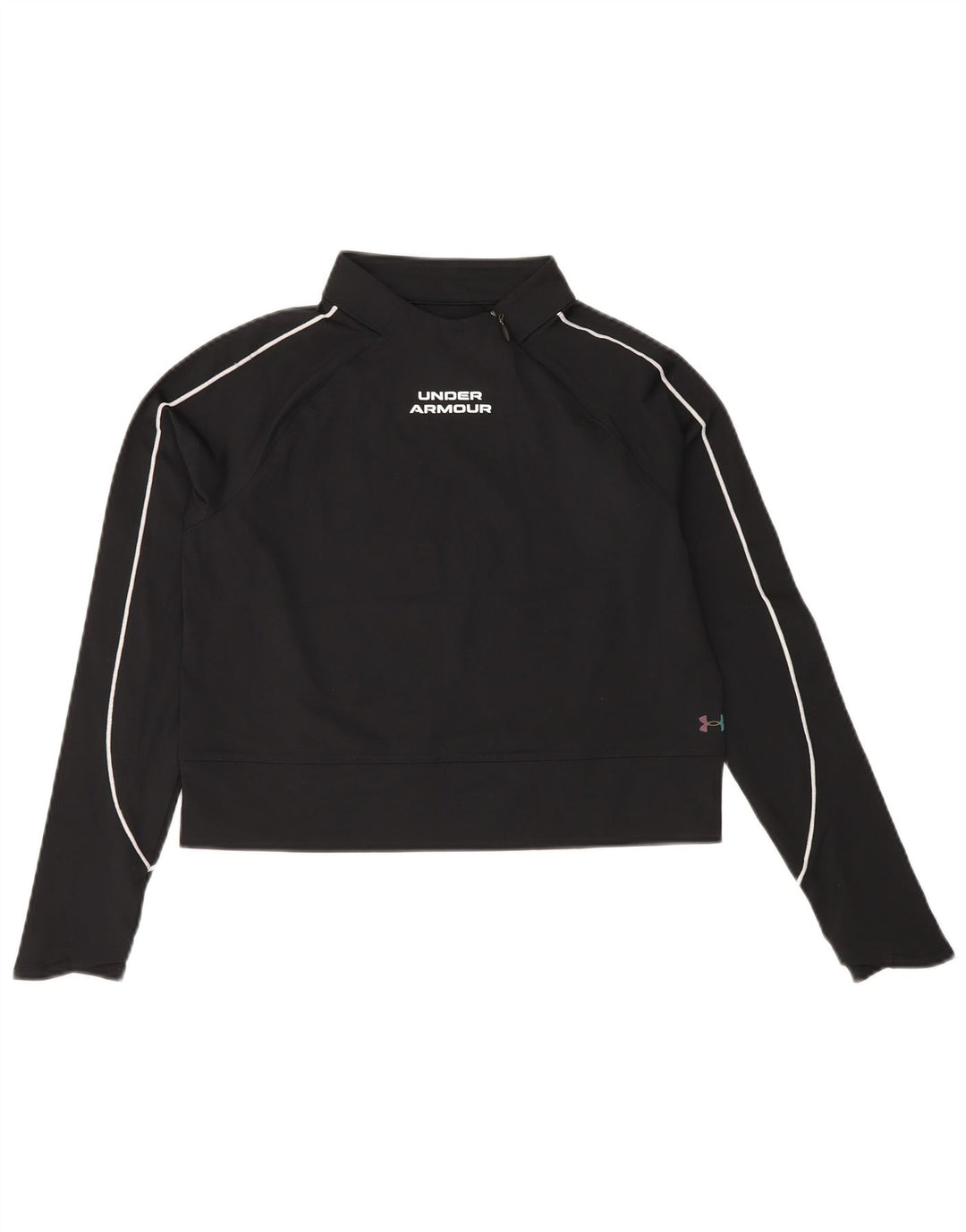 UNDER ARMOUR Cold Gear Crop Sweatshirt Jumper UK 10 Petit Noir