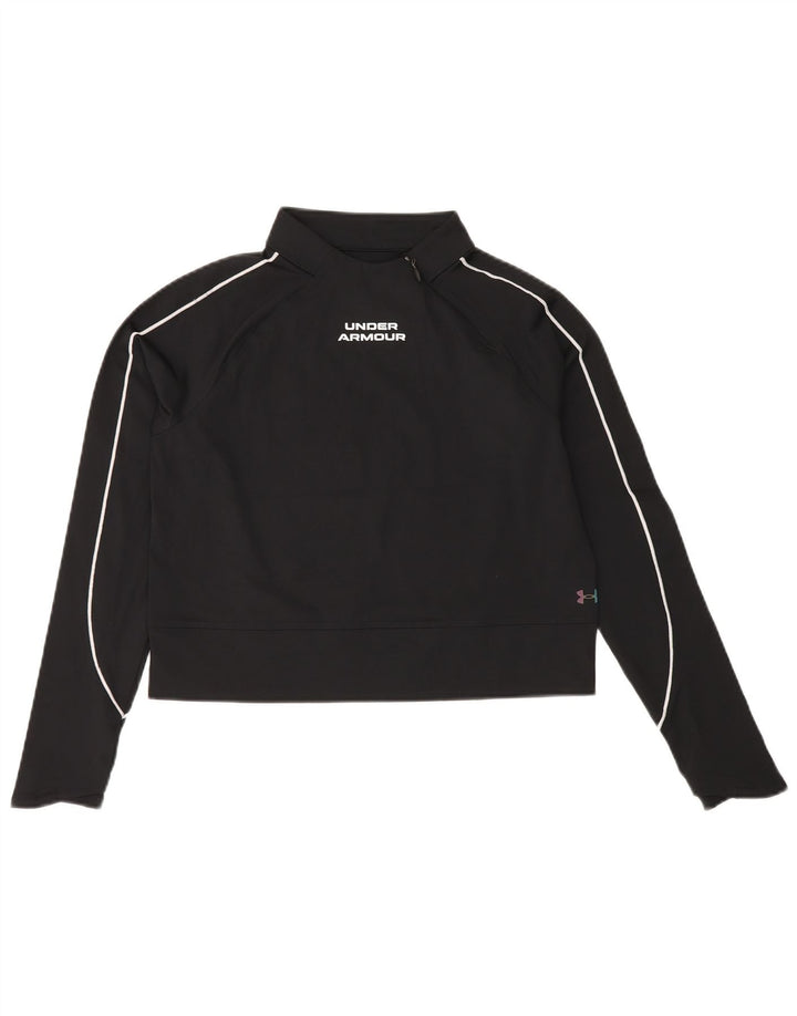 UNDER ARMOUR Cold Gear Crop Sweatshirt Jumper UK 10 Petit Noir