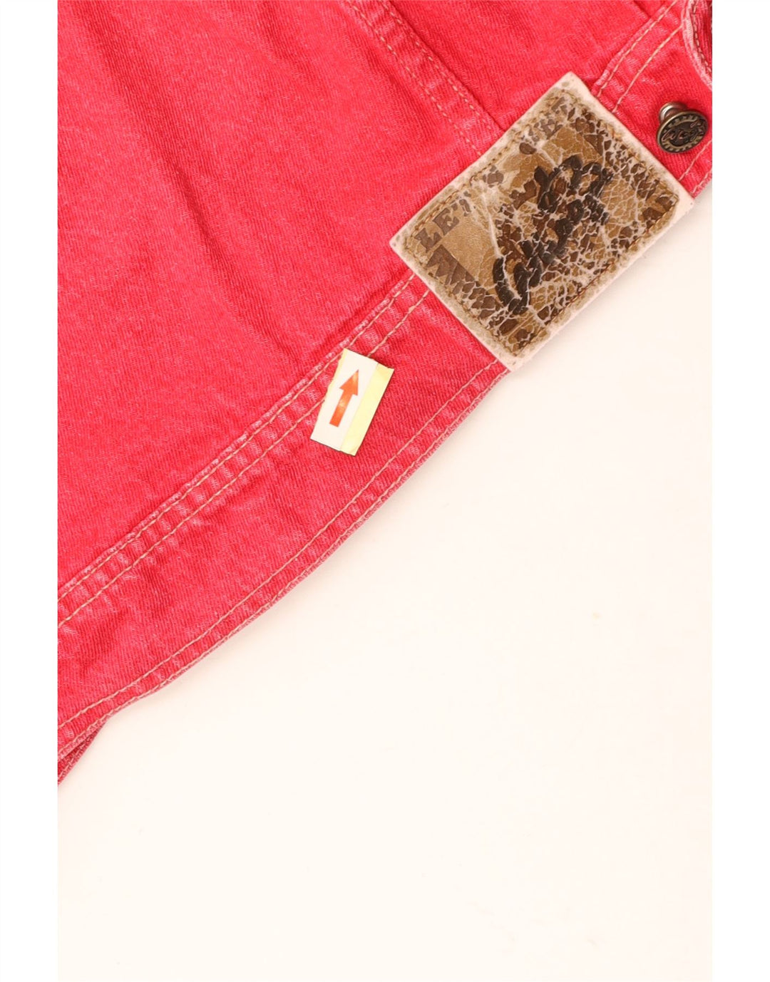 VINTAGE Veste en denim femme UK 14 Coton rouge moyen