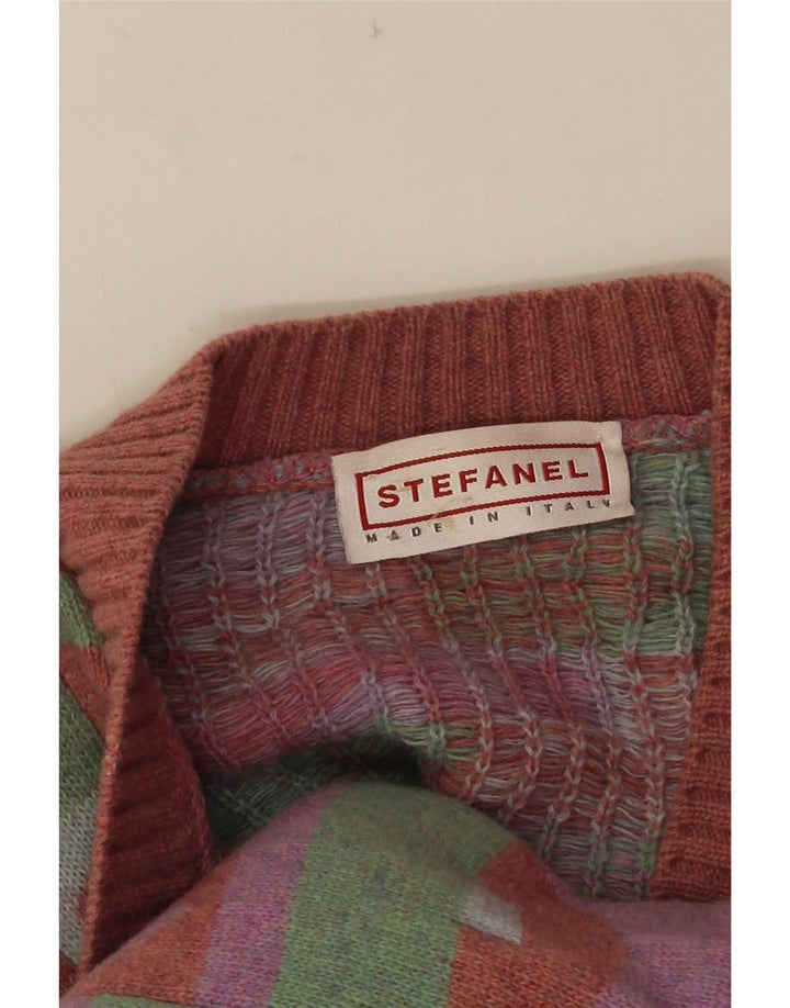 Stefanel Cardigan Femme Pull UK 18 XL Multicolore Géométrique