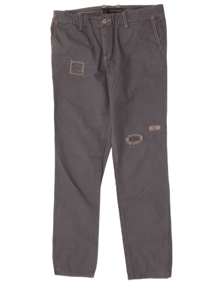 Calvin Klein Pantalon Chino Droit Femme W28 L29 Gris