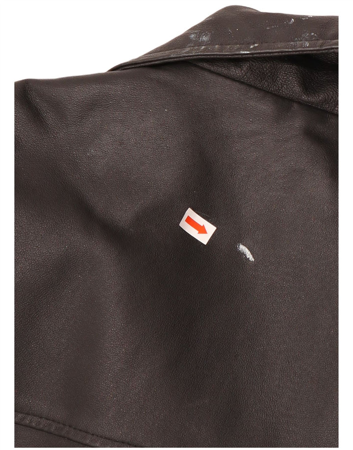 Angelo Litrico Veste en cuir pour homme UK 42 XL Cuir noir