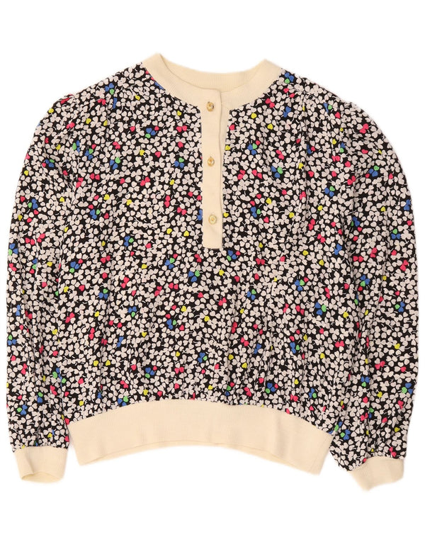 vintage Femmes Manches Longues Blouse Top UK 18 XL Multicolore Floral