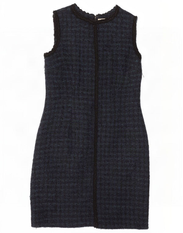 Brora Robe fourreau sans manches pour femme UK 44 Grande laine pied-de-poule bleu marine