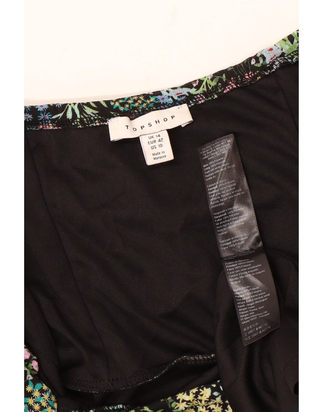 Topshop Robe à épaules dénudées pour femme UK 44 Grand motif floral multicolore