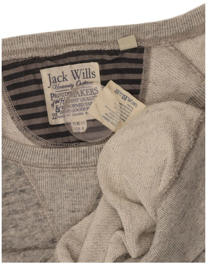 JACK WILLS Womens Sweatshirt Jumper UK 12 Medium Grey Flecked Cotton