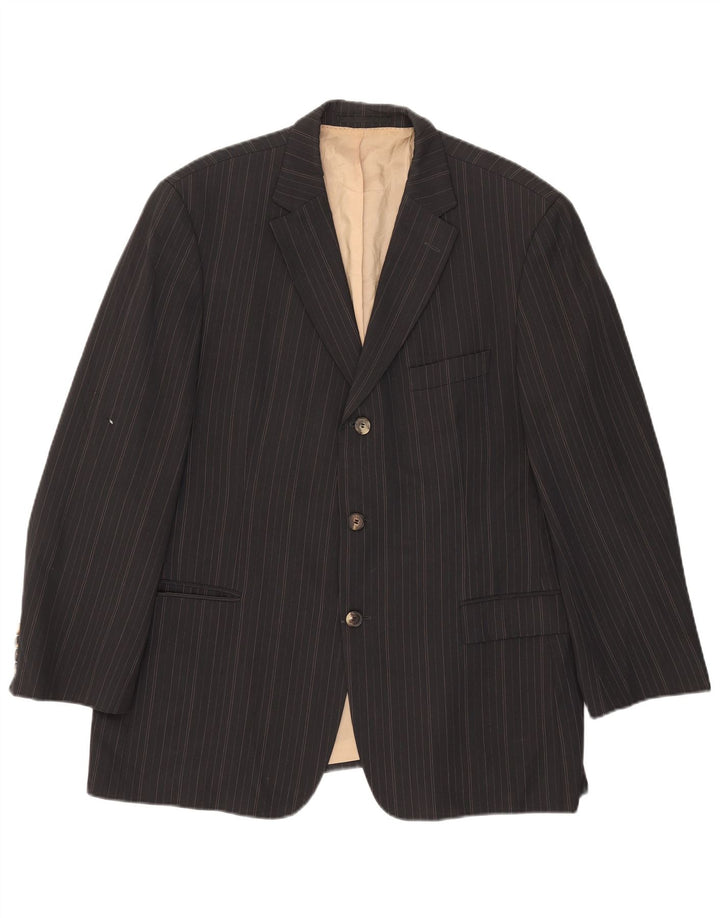 Hugo Boss Veste blazer à 3 boutons pour homme IT 40 Large laine rayée grise