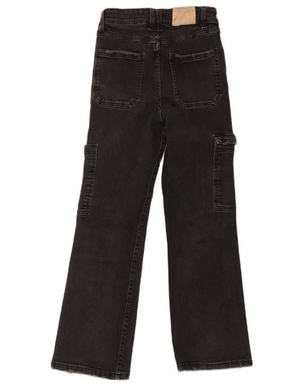 Zara Filles Cargo Flared Jeans 13-14 ans W26 L26 Coton Noir