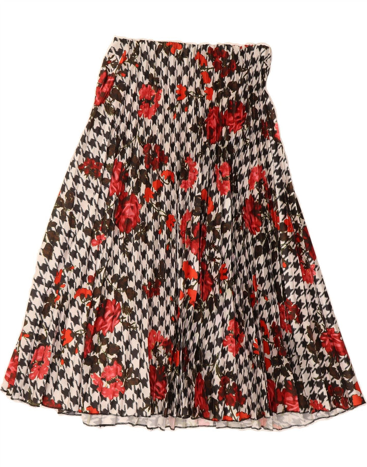 ZARA Womens Pleated A-Line Skirt Medium W30  White Houndstooth Vintage Zara and Second-Hand Zara from Messina Hembry 