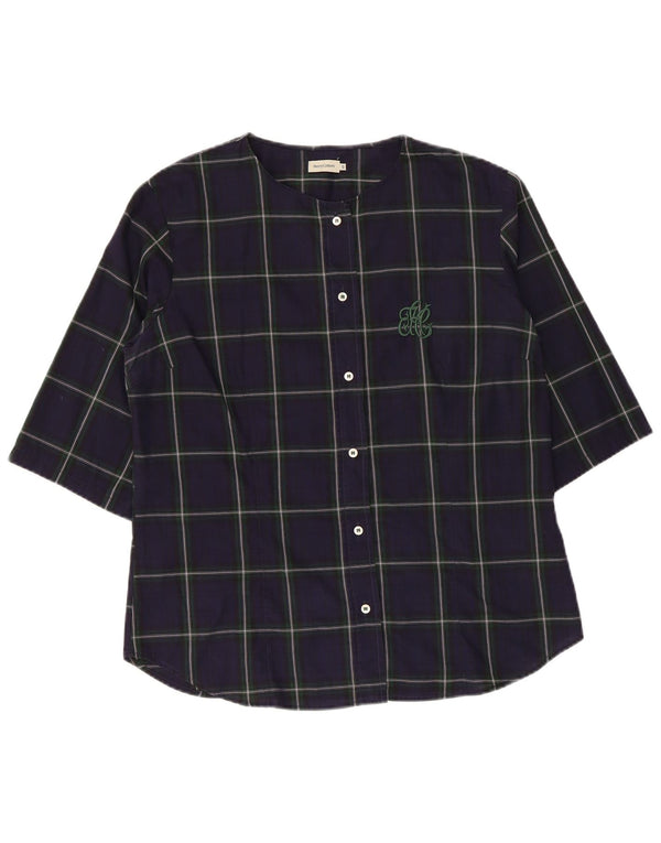 Henry Cottons Chemisier à manches 3/4 pour femme IT 48 XL Bleu marine à carreaux