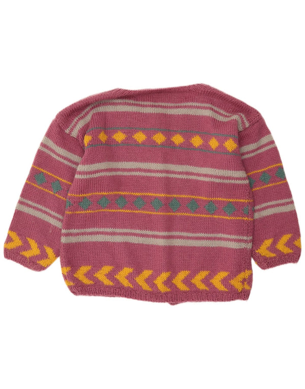 VINTAGE Pull Cardigan Femme UK 18 XL Violet Rayé