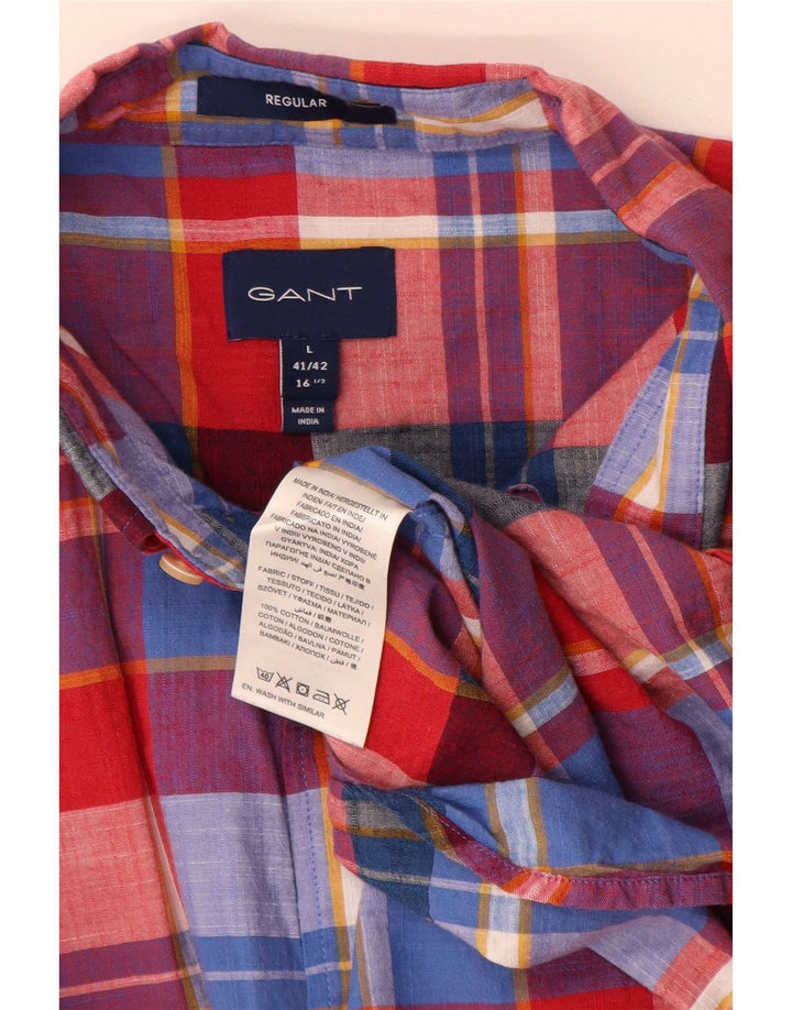 Gant Chemise coupe classique pour homme Taille 41/42 16 1/2 Grand carreaux multicolores