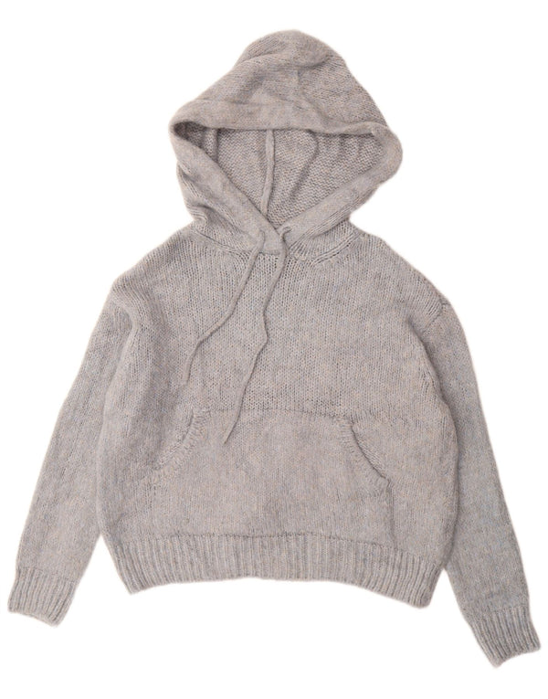 ZARA Femme Pull à capuche surdimensionné UK 10 Petit Bleu Moucheté