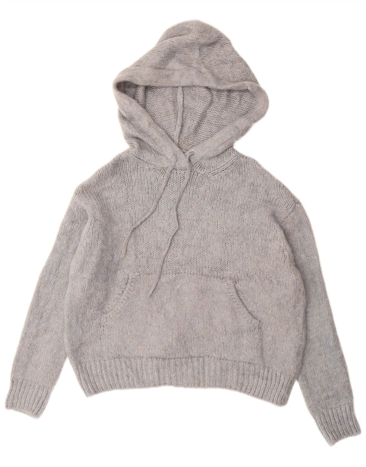 ZARA Femme Pull à capuche surdimensionné UK 10 Petit Bleu Moucheté