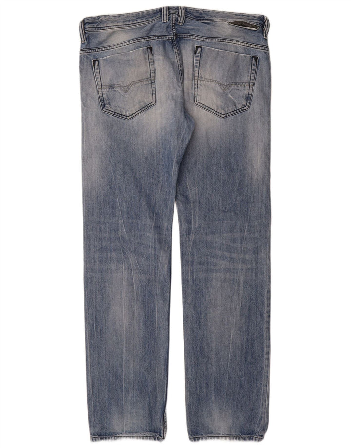 Diesel Jean droit vieilli W36 L34 en coton bleu pour homme