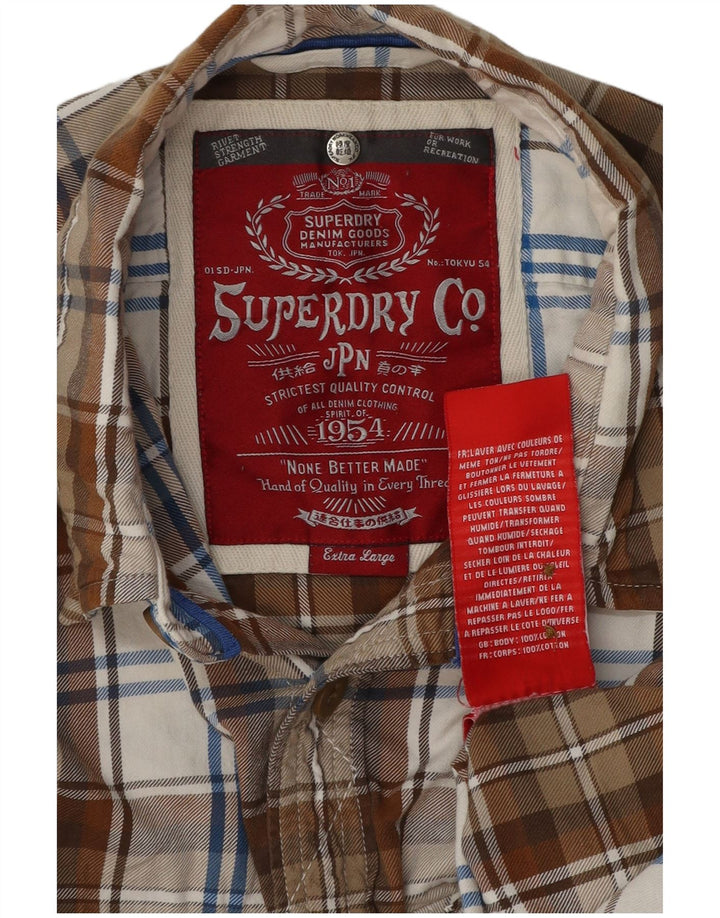 Superdry Chemise en flanelle XL en coton à carreaux marron