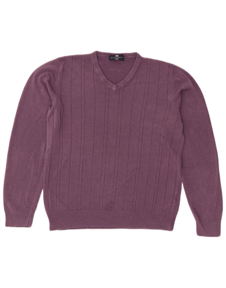 Marks & Spencer Pull col en V pour femme UK 14 Violet moyen