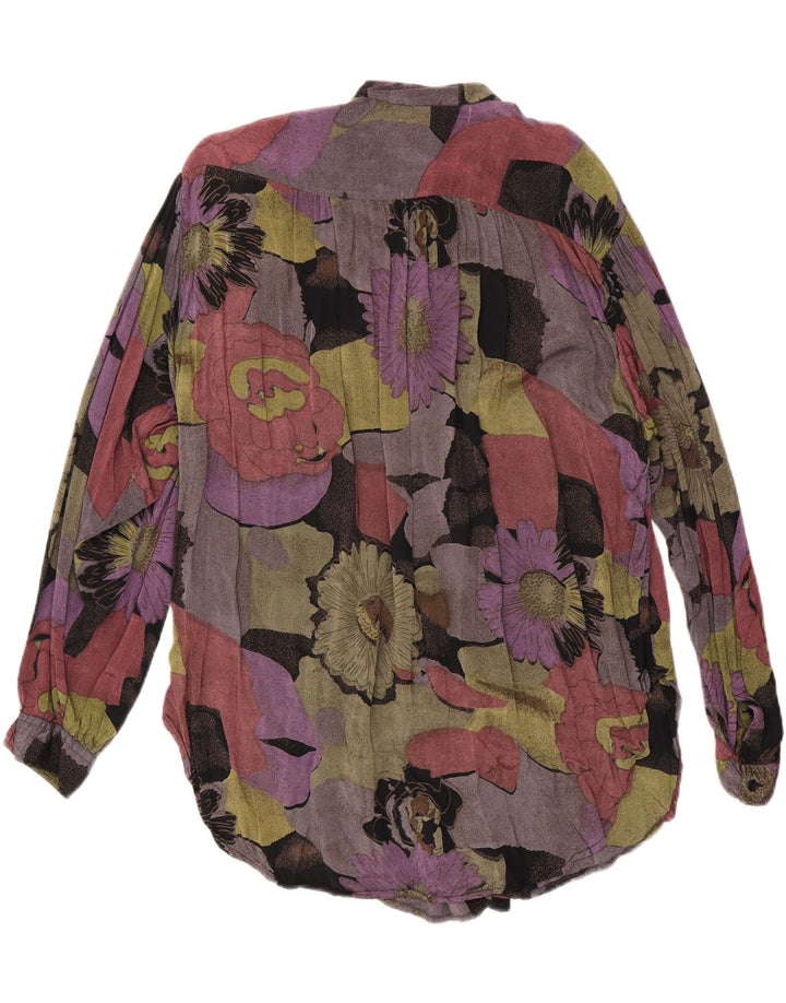 VINTAGE Chemisier chemise longue femme EU 36/38 Medium multicolore floral