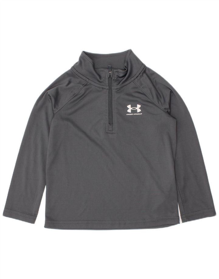 Under Armour Haut de survêtement zippé à col zippé pour garçon 2-3 ans Gris Polyester