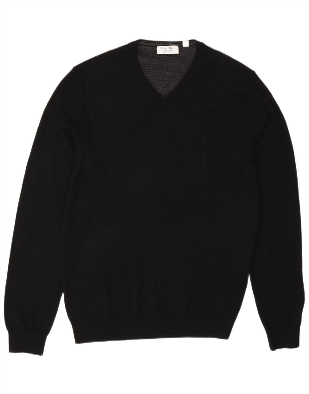 Calvin Klein Pull Col V Homme Bleu Marine Moyen Laine