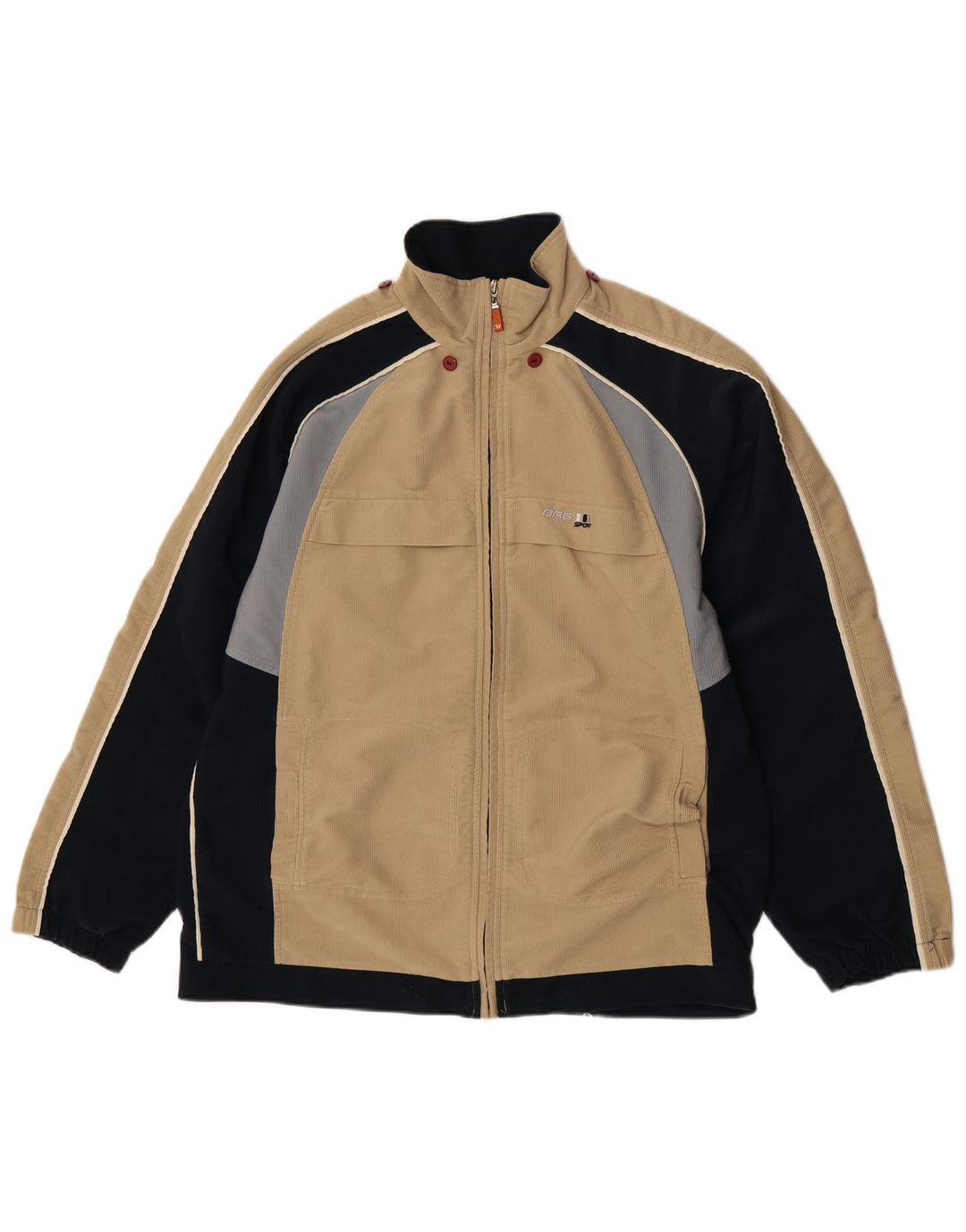 Brugi Veste en velours côtelé pour homme UK 40 Large Beige Colourblock Polyester