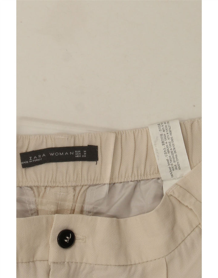 Pantalon Capri Pegged Femme ZARA Moyen W28 L22 Beige Lyocell
