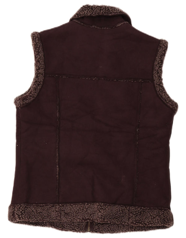 Marks & Spencer Gilet Sherpa Femme UK 12 Polyester Bordeaux Moyen